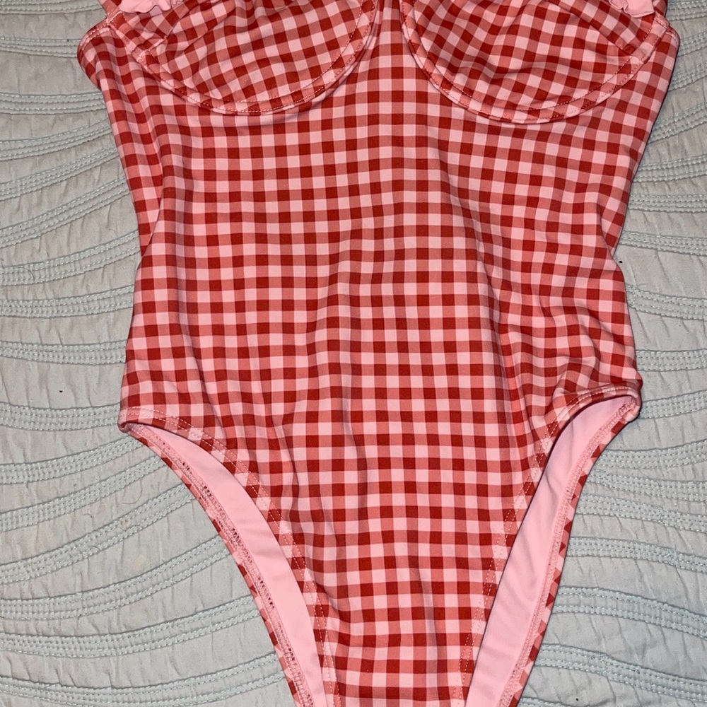 PacSun Pink and White Gingham Swimsuit